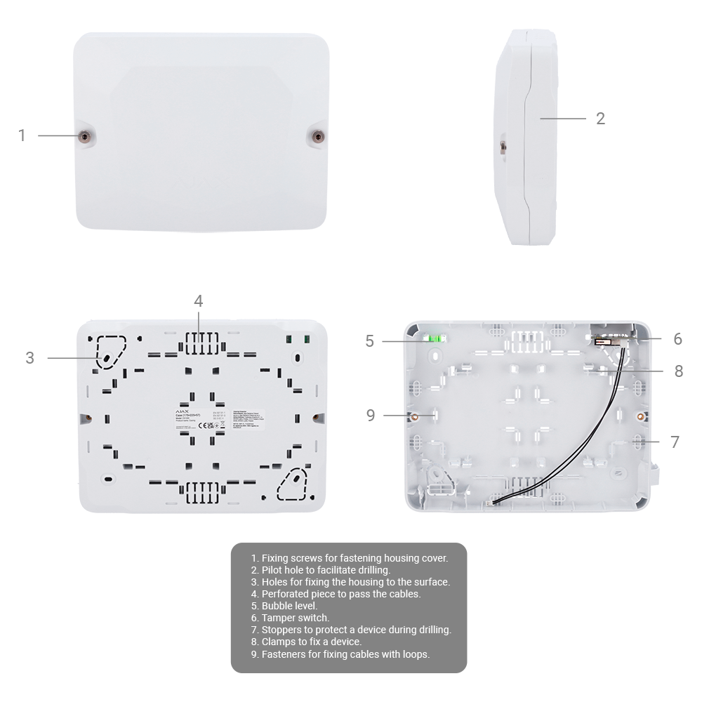 Boîtier blanc pour 2 modules Fibra Compatible avec les cartes : LineProtect, LineSplit et MultiRelay, Niveau à bulle préinstallé auto-protection fournie