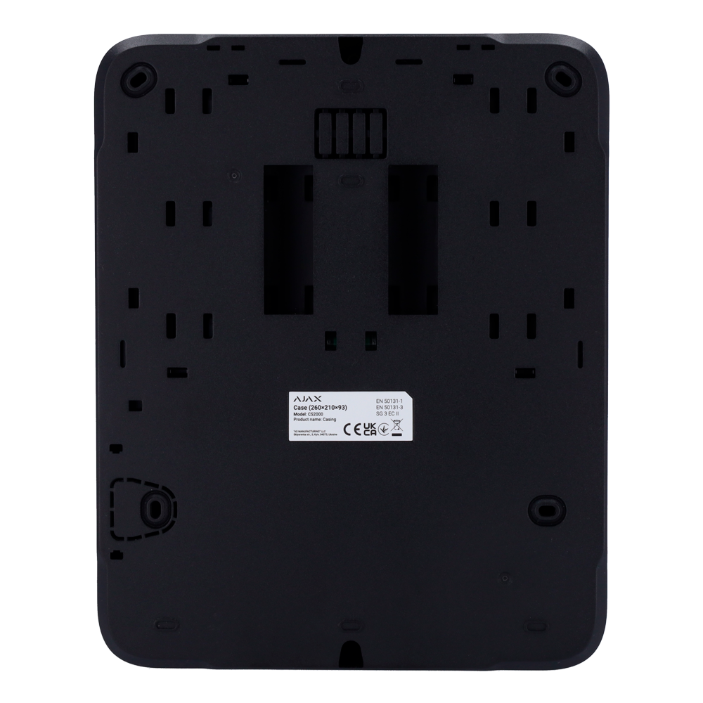 Boîtier noir pour l'installation et la connexion du module Fibra LineSupply  Certificat de grade 3 Boîtier avec 1 emplacement Emplacement pour une batterie de 7 Ah Niveau à bulle préinstallé Auto-protection fournie