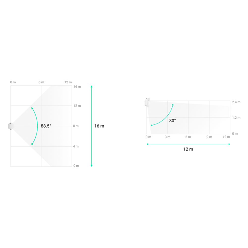Détecteur PIR et bris de vitre noir Protocole Fibra Anti-animaux Certificat de grade 2 Zone de détection PIR 12 m Zone de détection de bris de vitre 9 m