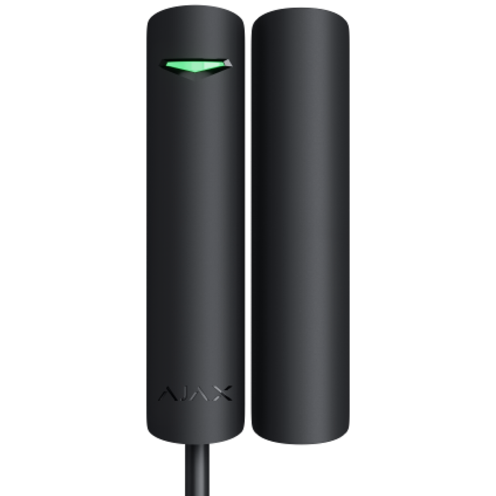 Contact magnétique noir porte/fenêtre Protocole Fibra Certificat de grade 2 Indicateur LED 1 entrée pour capteur filaire NC