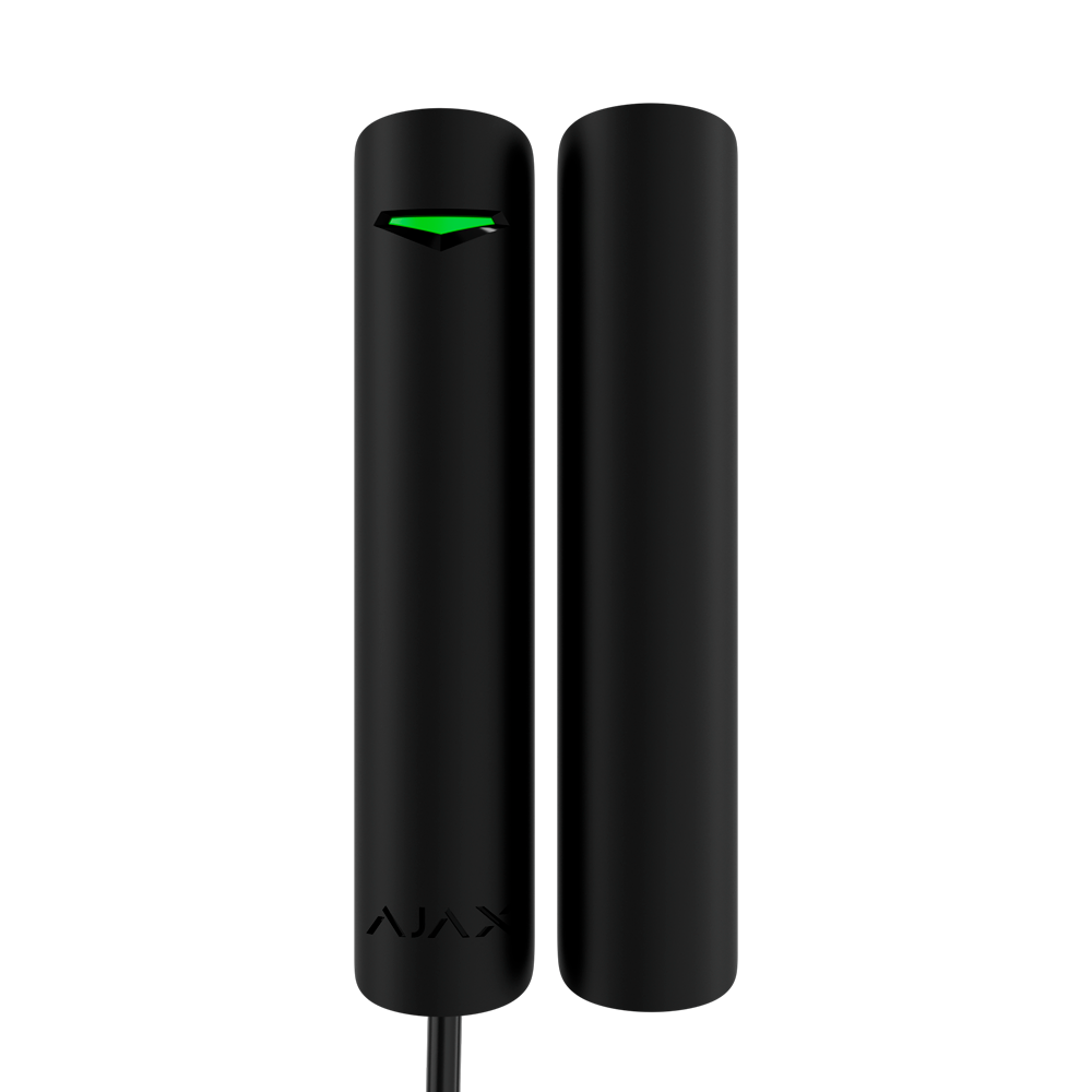 Contact magnétique noir Capteur de vibration, inclinaison, Masquage magnétique porte/fenêtre Protocole Fibra Certificat de grade 3 Indicateur LED 1 entrée pour capteur filaire NC 