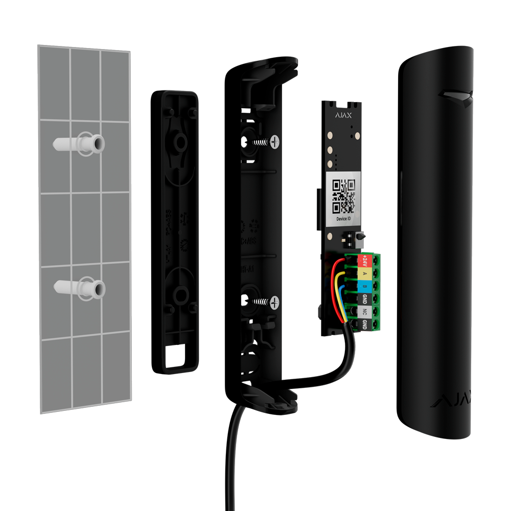 Contact magnétique blanc Capteur de vibration, inclinaison, Masquage magnétique porte/fenêtre Protocole Fibra Certificat de grade 3 Indicateur LED 1 entrée pour capteur filaire NC 