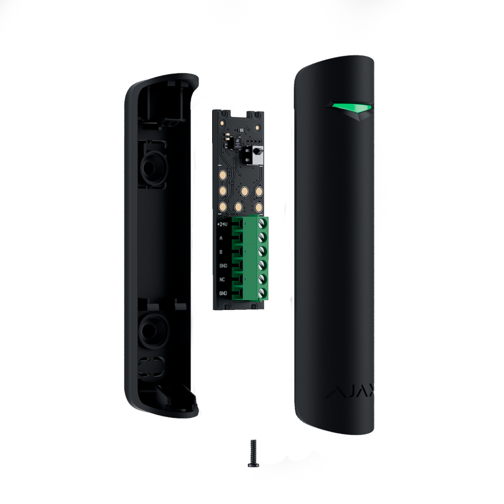 Contact magnétique noir  porte/fenêtre Détecteur de vibration et d'inclinaison Certificat de grade 2 Protocole Fibra 1 entrée pour capteur filaire NC