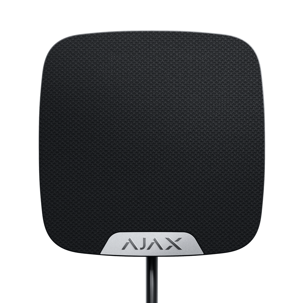 Sirène intèrieure noire Protocole Fibra Certificat de grade 3  Puissance sonore maximale 105 dB Voyant LED / Son réglable Alimentation 24 V DC