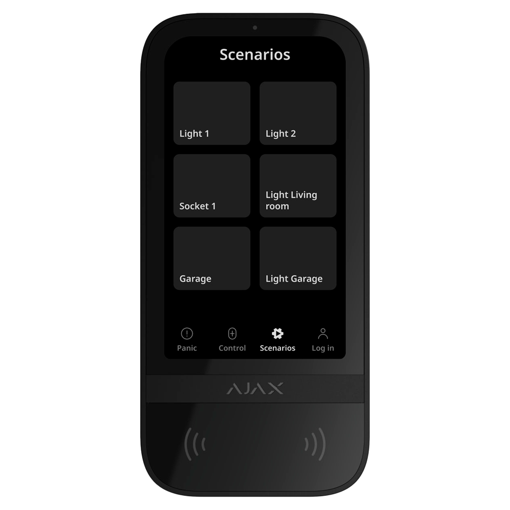 Clavier à écran tactile IPS avec lecteur RFID - Armement/désarmement complet ou groupé - Contrôle des scénarios d'automatisation - Authentification: codes, lecteur RFID ou Bluetooth - Connexion filaire et alimentation électrique externe à 12VDC - Certifié Grade 3