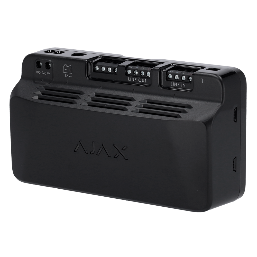 Module pour alimentation supplémentaire du bus Fibra - Puissance de sortie de 45 W - Certifié Grade 3 - Étend la portée jusqu'à 2.000 mètres de plus - Jusqu'à 10 modules par bus - Alimentation principale de 230 VAC