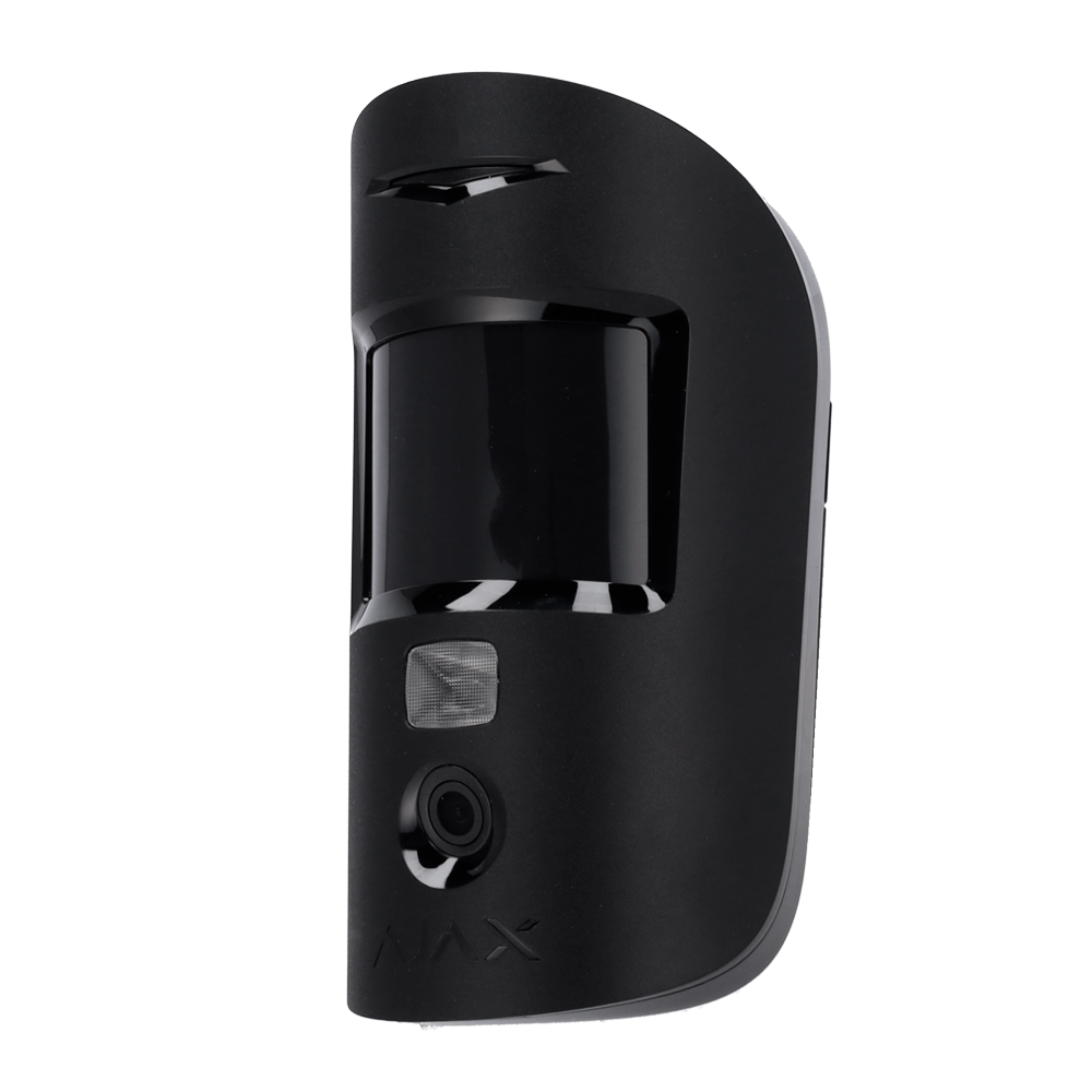 Photodétecteur PIR noir bidirectionnel filaire Certificat de grade 2 Protocole Fibra Envoi d'images jusqu'à VGA (640x480) Jusqu'à 5 images par détection Immunité aux animaux domestique / Portée de détection 12 m