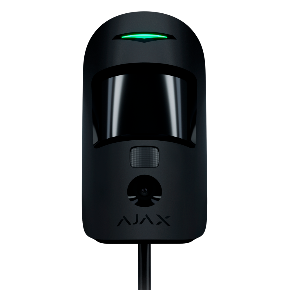 Photodétecteur PIR noir bidirectionnel filaire Certificat de grade 2 Protocole Fibra Envoi d'images jusqu'à VGA (640x480) Jusqu'à 5 images par détection Immunité aux animaux domestique / Portée de détection 12 m