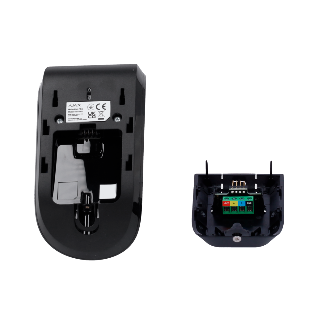 Photodétecteur PIR noir bidirectionnel filaire Certificat de grade 2 Protocole Fibra Envoi d'images jusqu'à VGA (640x480) Jusqu'à 5 images par détection Immunité aux animaux domestique / Portée de détection 12 m