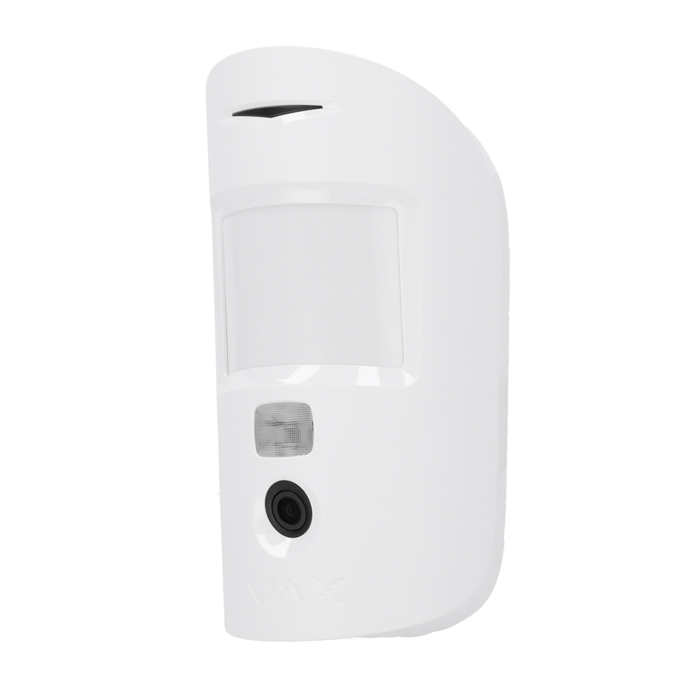 Photodétecteur filaire blanc avec photo à la demande Certificat de grade 2 Protocole Fibra Envoi d'images jusqu'à VGA (640x480) Jusqu'à 5 images par détection Immunité aux animaux domestique / Portée de détection 12 m