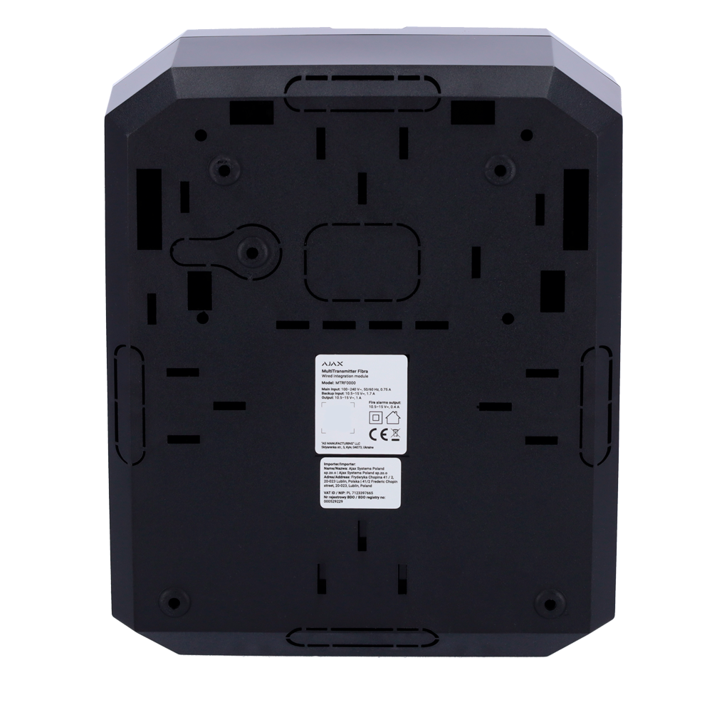 Module d'extension filaires noir Grade 3 Protocole Fibra Jusqu'à 18 entrées câblées Alarme configurable NF, NO, EOL, 2EOL, 3EOL Double Bouton anti-sabotage anti-ouverture Double sortie d'alimentation 12V / 1A