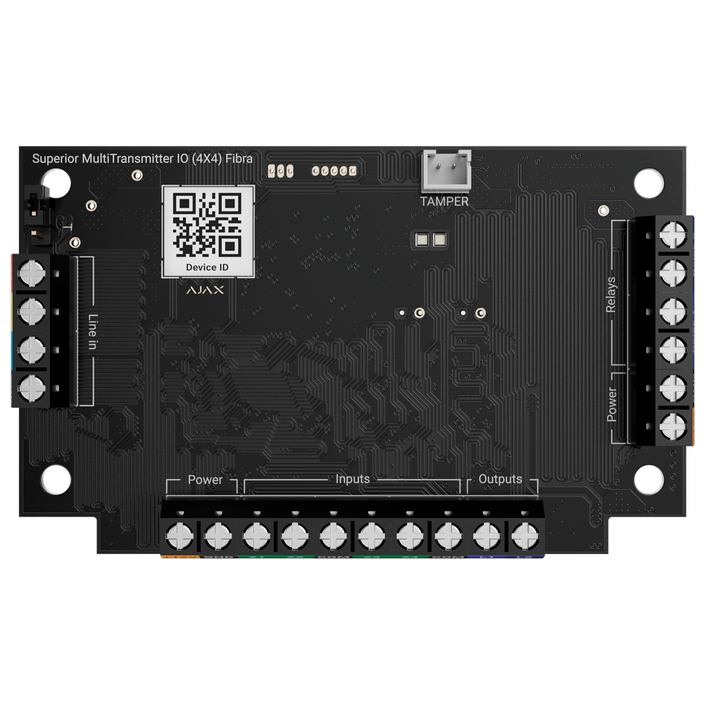 Module de 4 entrée / 4 sorties - Protocole Fibra - Certifié Grade 3 - 4 entrées, 2 sorties relais et 2 sorties logiques - Alarme configurable NF, NO, EOL, 2EOL, 3EOL 2 sorties d'alimentation 12V / 50 mA