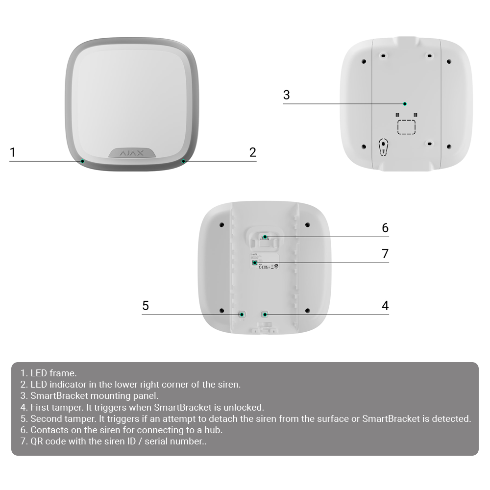 Sirène d'extérieur - Certifié NFA2P et grade 3 - Protocole Fibra - Puissance sonore maximale 107 dB - Signalisation LED