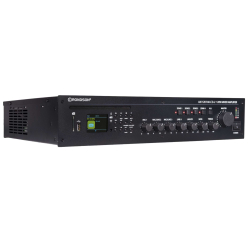 Amplificateur-préamplificateur 120 W / 100V de 4 zones Contact sec pour coupure Sono "Music-cut" Tuner FM / CD MP3 / USB / SD Equerres inclues