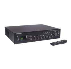 Amplificateur-préamplificateur 120 W / 100V de 4 zones Contact sec pour coupure Sono "Music-cut" Tuner FM / CD MP3 / USB / SD Equerres inclues