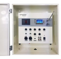 Ampli-préampli mural 150W avec coffret, microphone à main, télécommande et carte SD