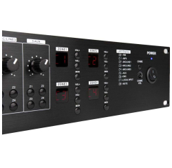 Amplificateur matriciel 100V 4 x 500W avec lecteur multimédia et coupure sono