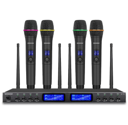 Système de micro HF, 8 Mic main, fréquences fixes 506 / 524 / 517.7 / 541.7 / 520.1 MHz