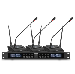 Système de pupitre conférence sans fil, 8 pupitres micro et 1 récepteur, 506 / 524 / 517.7 Mhz