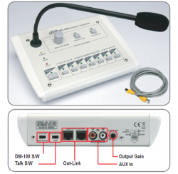 Pupitre micro à télécommande (carillon et priorité) 5 zones + AG  + TC / DM 100 et RR 100