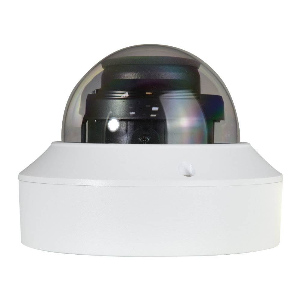Caméra Dome IP 4 mégapixel / 1/1.8" Progressive Scan CMOS Gamme Prime Deep Learning | Intelligence artificielle Objectif motorisé AF 2.8~12 mm / WDR IR LEDs (Couleur: 0.0005 lux) | Audio et alarmes Interface WEB, CMS, Smartphone et NVR