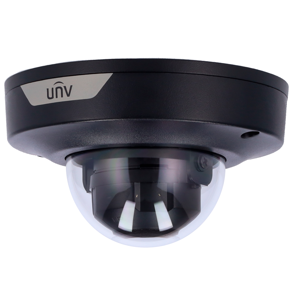 Caméra dôme IP Uniview - Gamme Prime 4 MP | Objectif 2.8 mm | microSD 512 Go IR 30 m | WDR 120 dB Light Hunter : Comptage de personnes PoE | UMD | SIP | Couleur noire Bouton de réinitialisation | Audio | Alarme