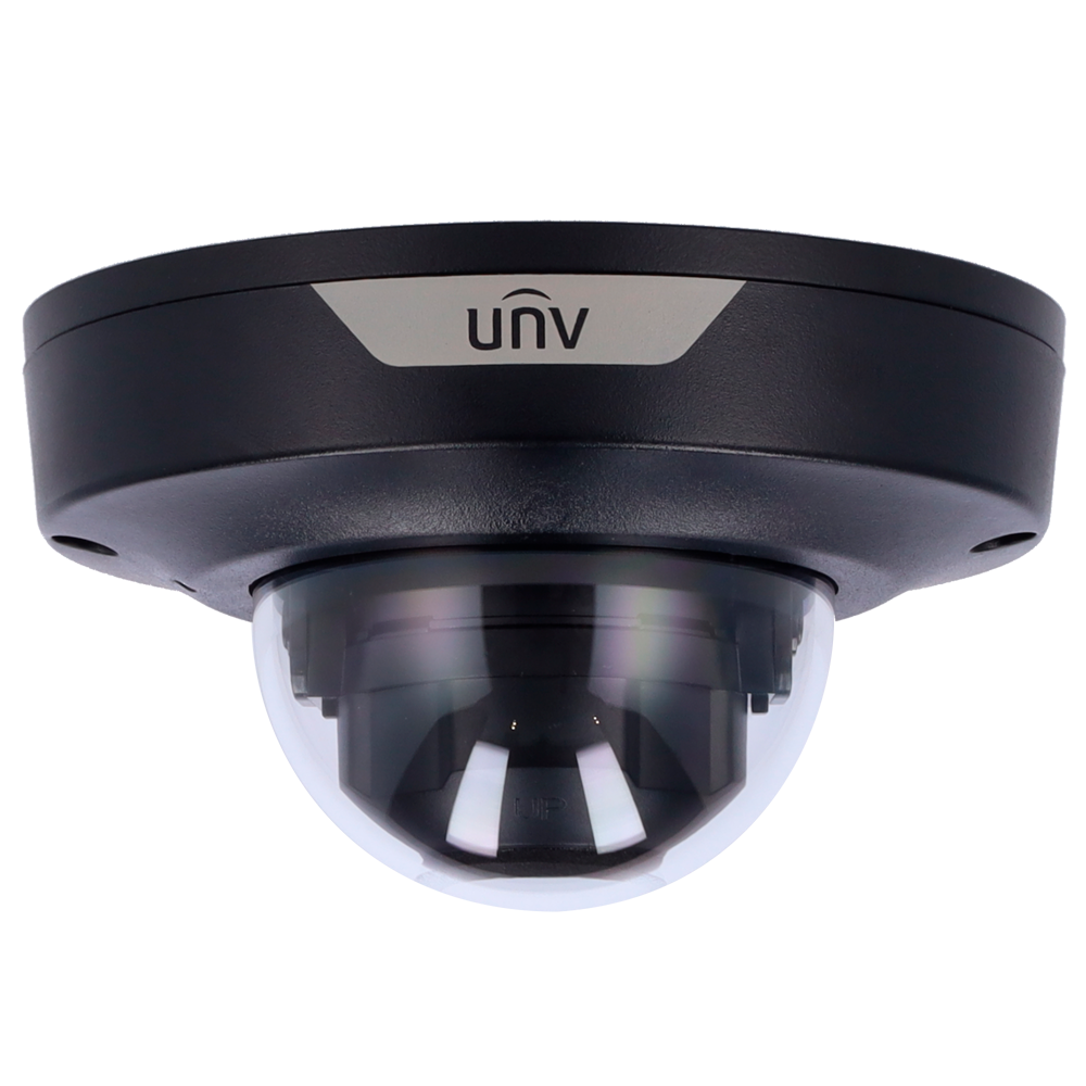 Caméra dôme IP Uniview - Gamme Prime 4 MP | Objectif 2.8 mm | microSD 512 Go IR 30 m | WDR 120 dB Light Hunter : Comptage de personnes PoE | UMD | SIP | Couleur noire Bouton de réinitialisation | Audio | Alarme