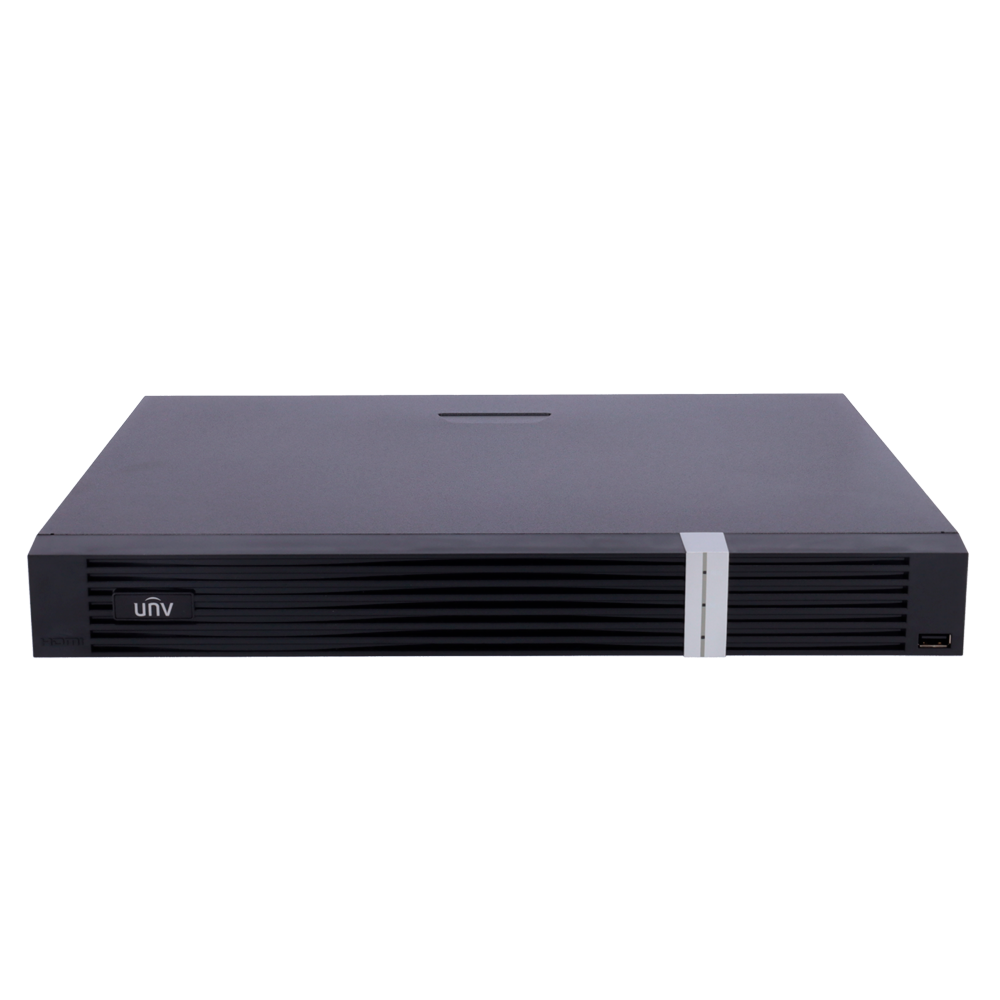 Enregistreur IP Uniview Gamme Prime Enregistreur NVR pour caméra IP Résolution jusqu'à 12 Mpx 16 canaux vidéo / Compression Ultra265 / 16 ports PoE Prend en charge SIP jusqu'à 4CH / Reconnaissance faciale 2HDD / Alarmes