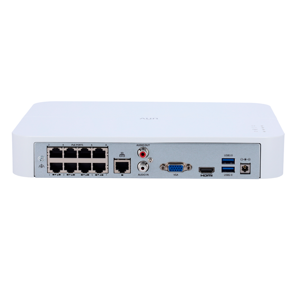 Gamme Prime Enregistreur NVR pour caméra IP 8 CH vidéo / 8 CH PoE Résolution maximale 8Mpx Bande passante 80 Mbps Prise en charge des fonctions intelligentes 