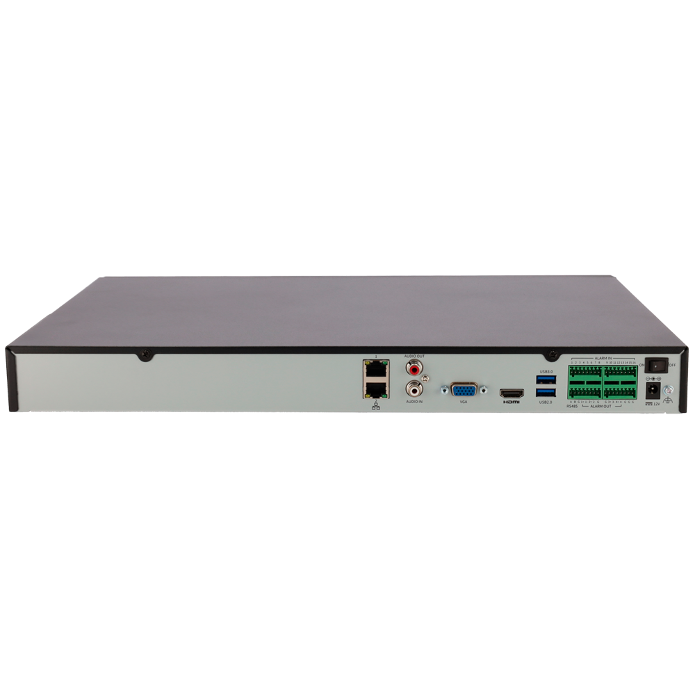 Uniview Gamme Prime Enregistreur NVR pour caméra IP Résolution jusqu'à 16Mpx 32CH vidéo / Compression Ultra265 Prend en charge SIP jusqu'à 4CH / Reconnaissance faciale 4HDD / Prend en charge RAID 1, 5 / Alarmes