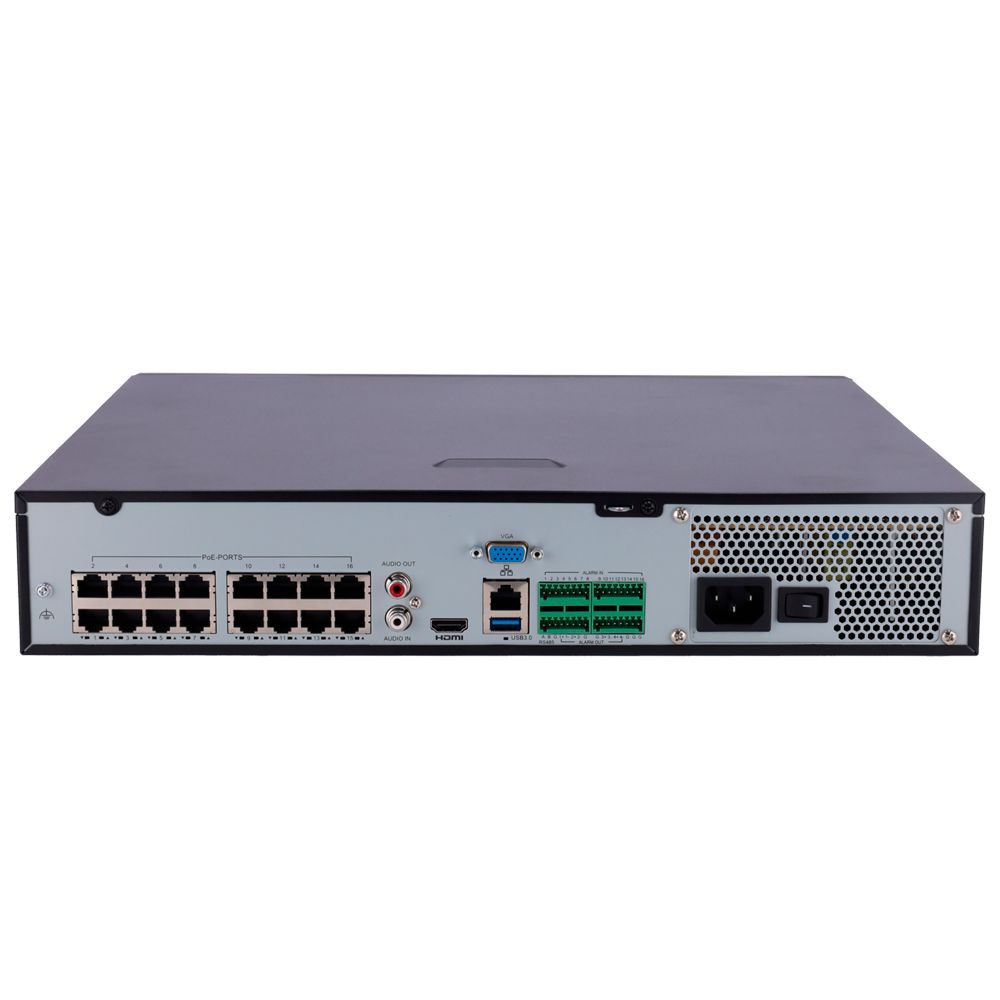 Enregistreur NVR pour caméra IP - Gamme Prime - 32 CH vidéo  / Compression Ultra H.265 - Résolution maximale 8Mpx - Bande passante 320 Mbps - Support 4 disque dur 16 ports POE