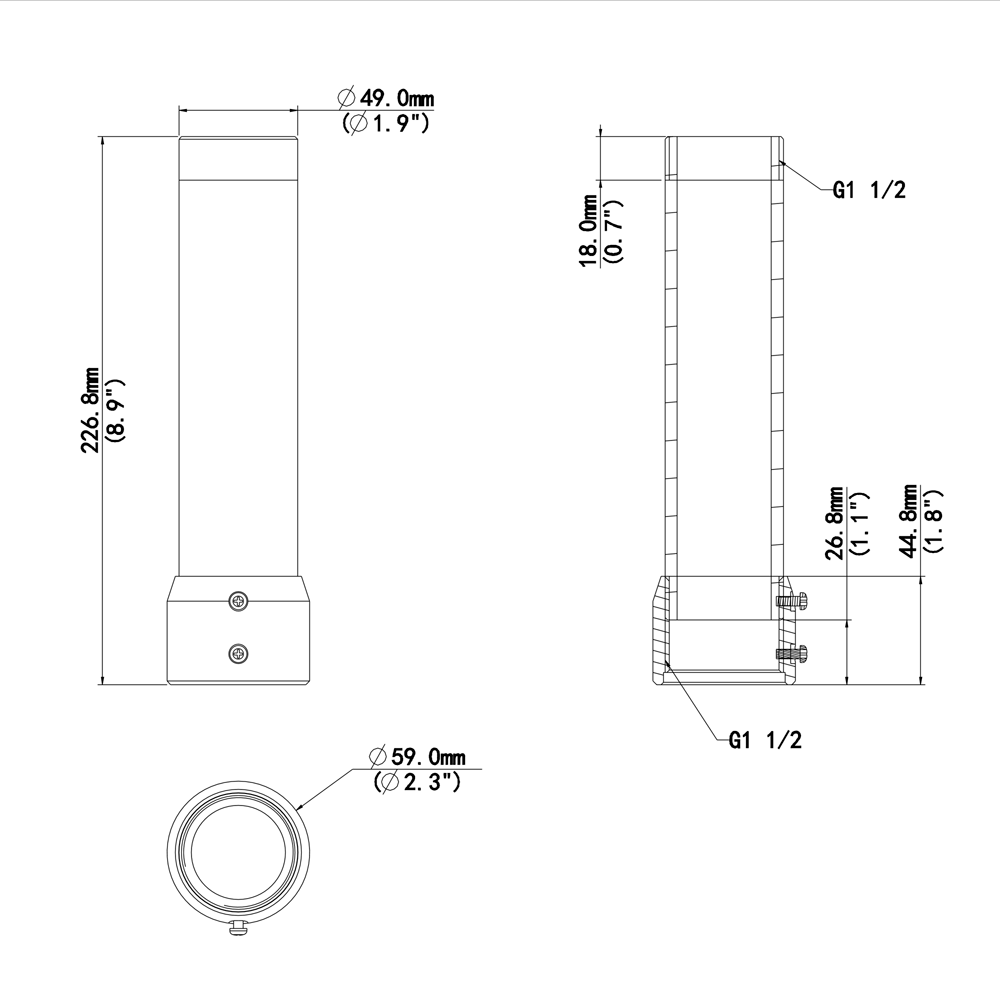 Support plafond - Pour caméras dôme - Hauteur 200 mm - Convient pour une utilisation en extérieur et en intérieur - Couleur blanche - Fabriqué en aluminium