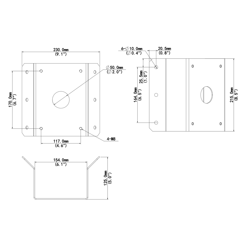 Support angle - Pour caméras UNIVIEW - Adapté pour une utilisation extérieure - Couleur blanche - Passage de cable