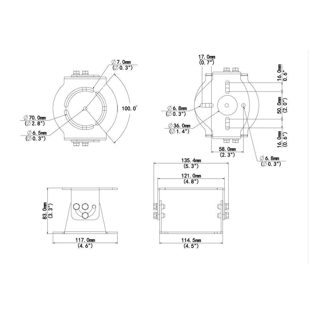 Support de poteau - Pour caméras 2D - Convient pour un usage extérieur / intérieur - Couleur blanche