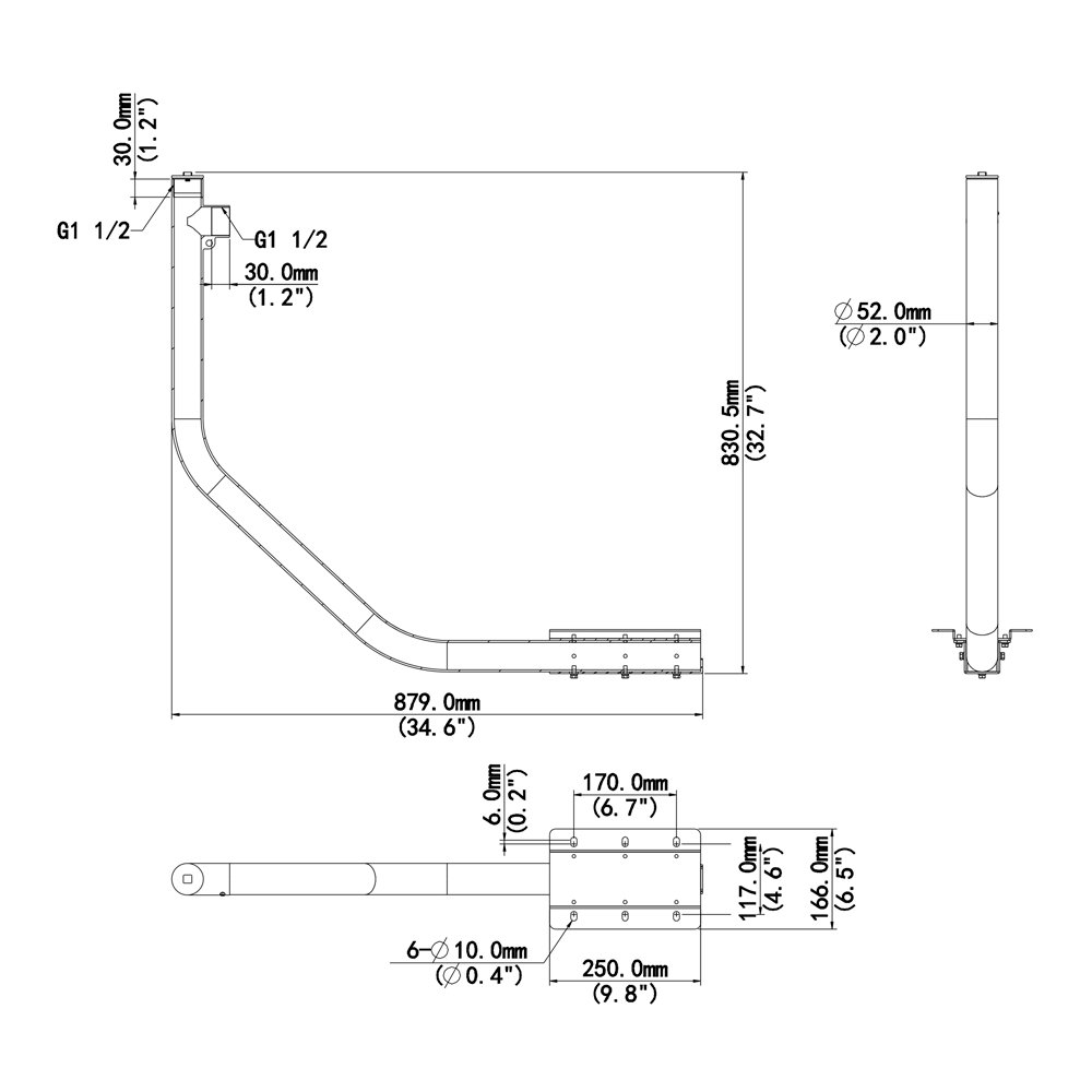 Support en cygne - Pour domes motorisées - Adapté pour une utilisation extérieure - Couleur blanche - Passage de cable