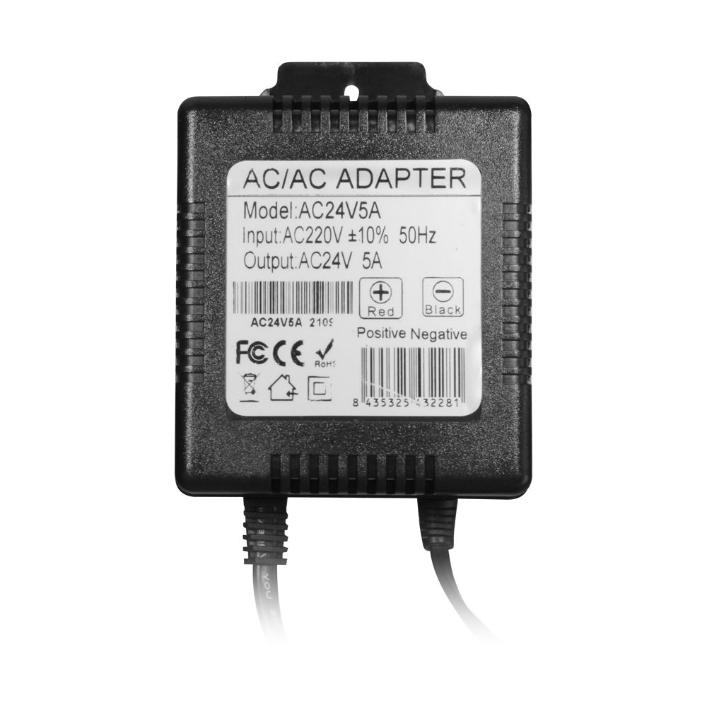 Transformateur 230v / 24ac 5A longueur câble 1m - 102 (H) x 120 (L) x 80 (Pr) mm - 2800g