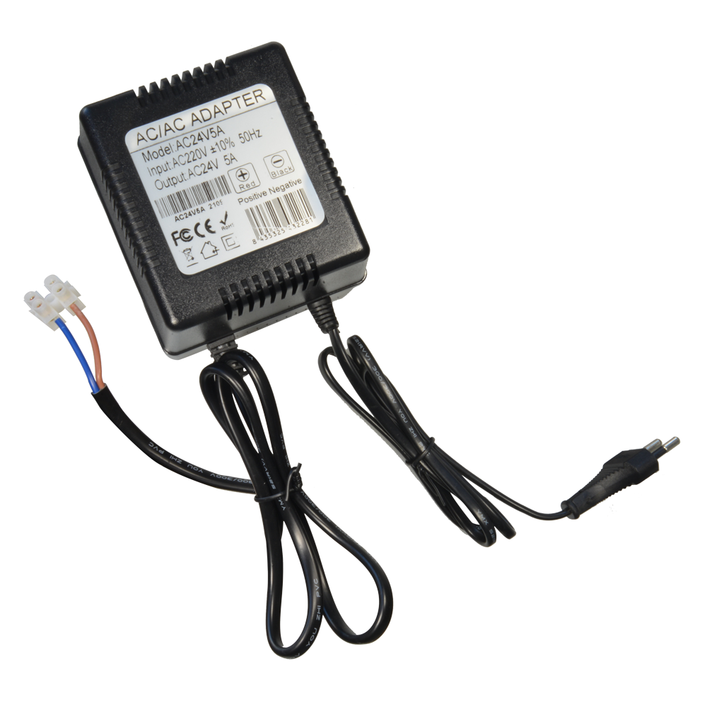 Transformateur 230v / 24ac 5A longueur câble 1m - 102 (H) x 120 (L) x 80 (Pr) mm - 2800g