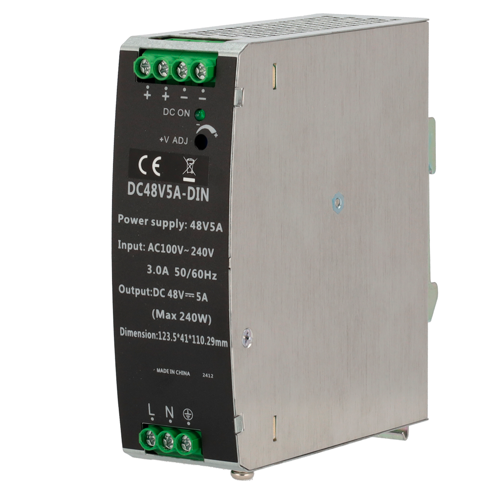 Source d'alimentation commutée Sortie DC 48 V 5 A / 240 W 2 Sorties Tension d'entrée 90 V ~ 264 V Montage sur rail DIN 