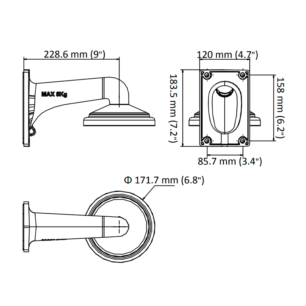 Support mural - Boite de connexions Adapté pour une utilisation extérieure Couleur blanche Passage de câble