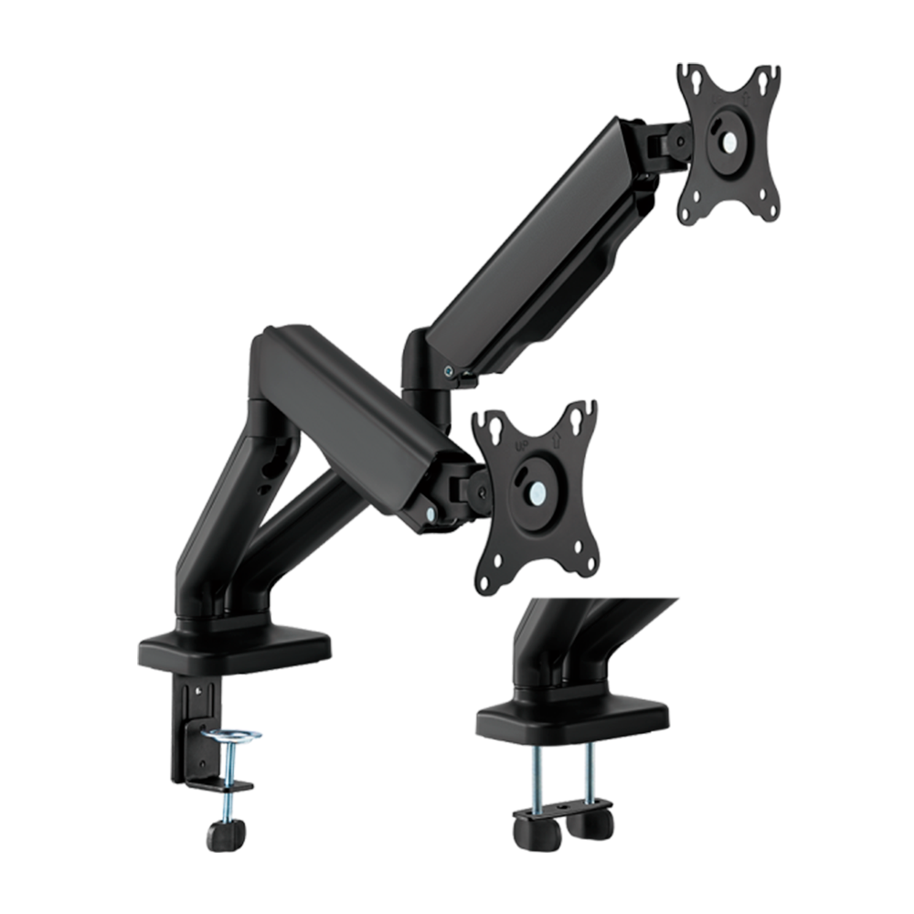 Support pour deux moniteur LCD - Installation sur Table - Inclinaison -90° + 90° -Vesa 75X75 et 100X100mm - Charge Maximale 9Kg