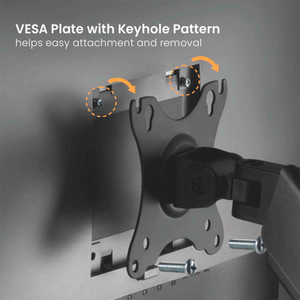 Support pour deux moniteur LCD - Installation sur Table - Inclinaison -90° + 90° -Vesa 75X75 et 100X100mm - Charge Maximale 9Kg