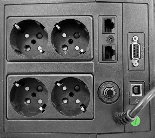 Onduleur monophasé - Puissance 1000VA/600W - Entrée 220~240 Vac /Sortie 230 Vac - 4 sorties SAI/UPS protégées - Temps de recharge 6~8 h - 2 batteries plomb-acide scellées