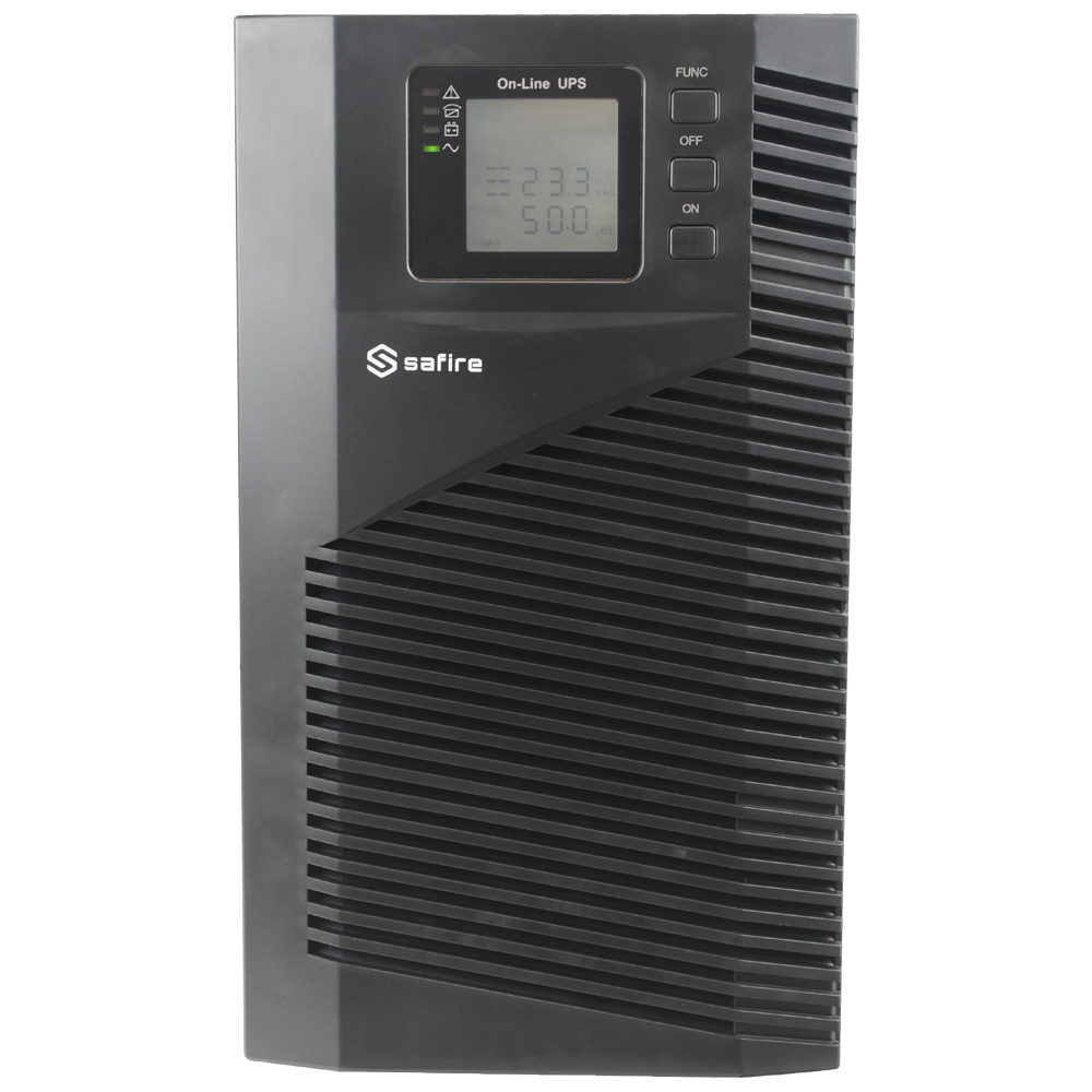 Onduleur online Puissance 3000VA/2700W Entrée 200~240 Vac / Sortie 200~240 Vac 4 sorties SAI/UPS protégées Temps de recharge 4~5 h 6 batteries plomb-acide scellées