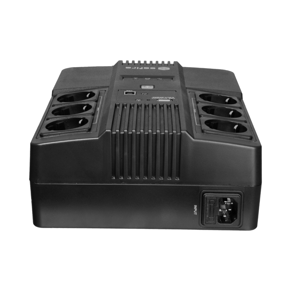 Onduleur monophasé - Puissance 800VA/480W - Entrée 220~240 Vac /Sortie 230 Vac - 6 sorties SAI/UPS protégées - Temps de recharge 6~8 h - Batteries de plomb-acide scellées