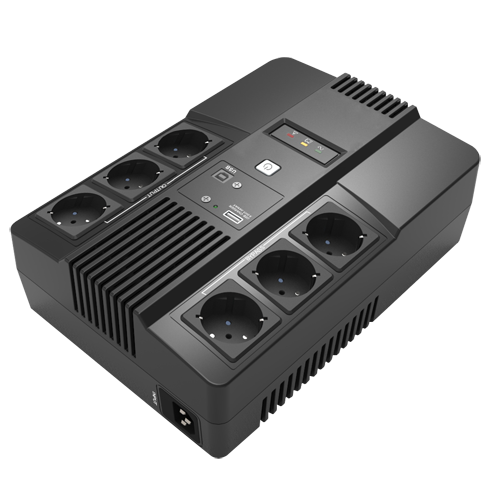 Onduleur monophasé - Puissance 800VA/480W - Entrée 220~240 Vac /Sortie 230 Vac - 6 sorties SAI/UPS protégées - Temps de recharge 6~8 h - Batteries de plomb-acide scellées