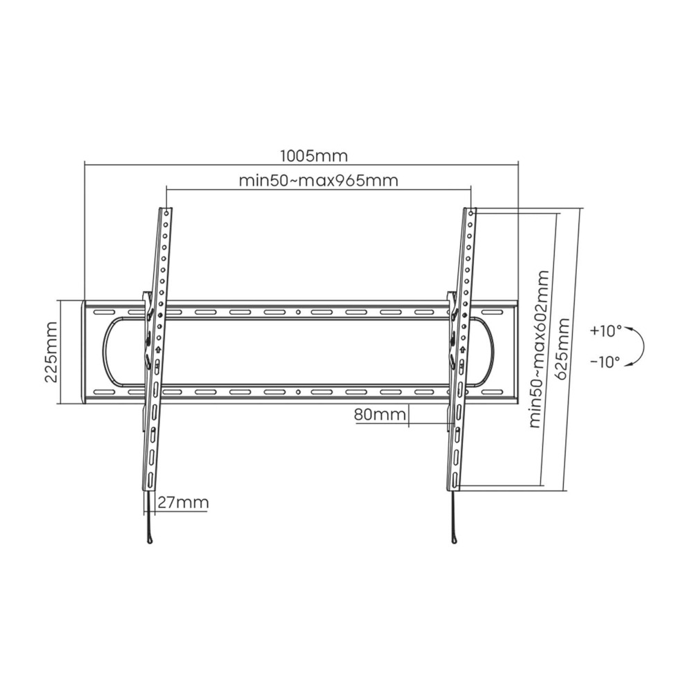 Support pour moniteur LCD - Installation mural - Inclination entre -10º et +10º  - Charge maximale 160 Kg - Ecrans jusqu'à 98"
